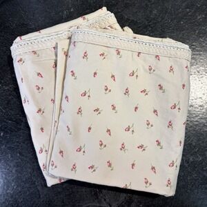 2- Ralph Lauren Woodstock Garden Calico Rosebud STANDARD Cotton Pillowcases EUC
